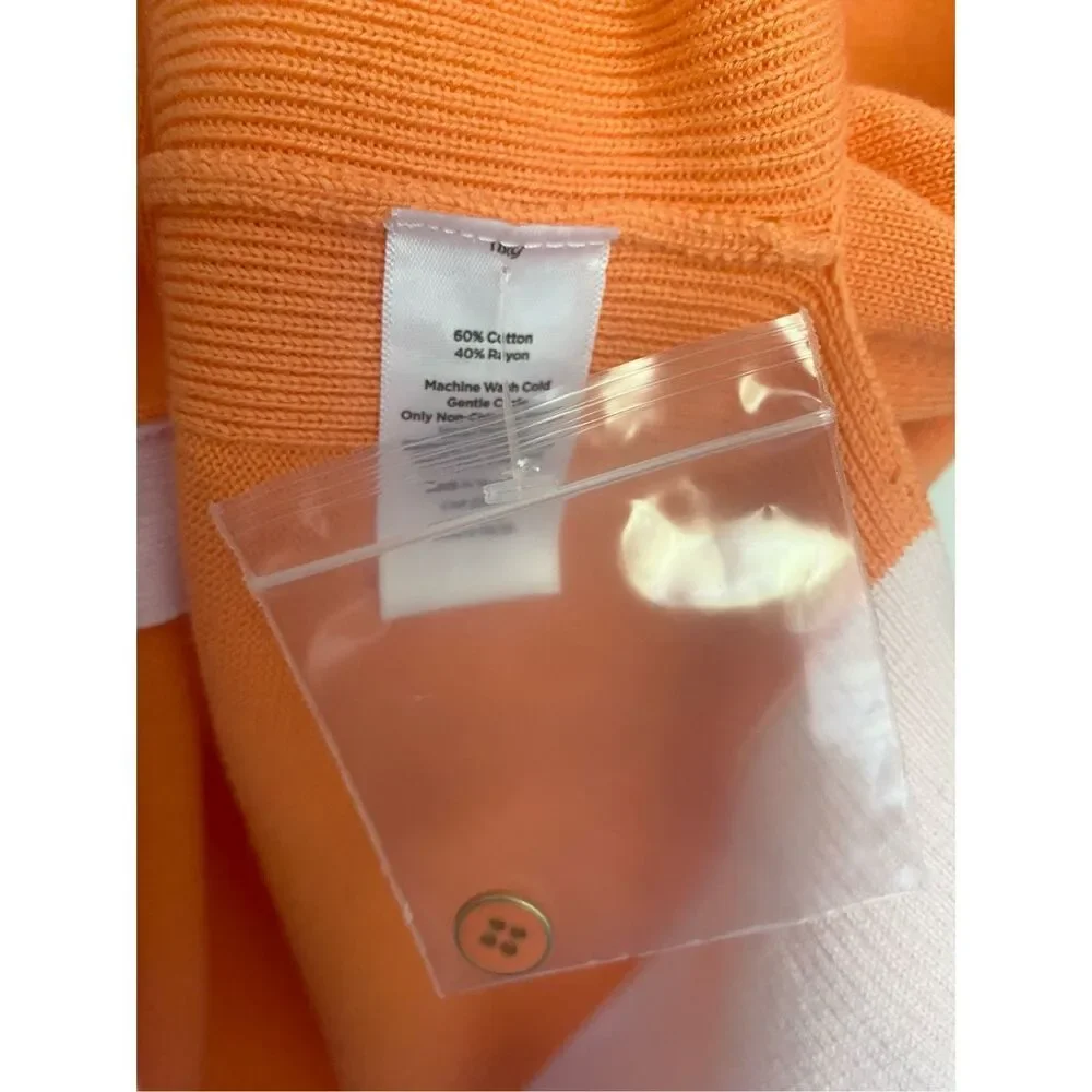 NWT Talbots Orange V Neck Cotton/ Rayon Cardigan Sz Mp